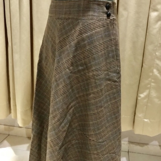 Ori Zara- dress wanita merk Zara ukuran S (coklat motif kotak)