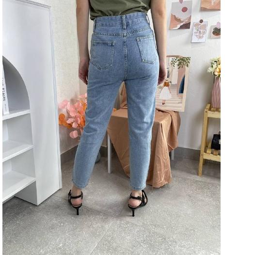 yeonin.id - Celana Jeans Panjang Mom Jeans Highwaist Jeans Wanita X22