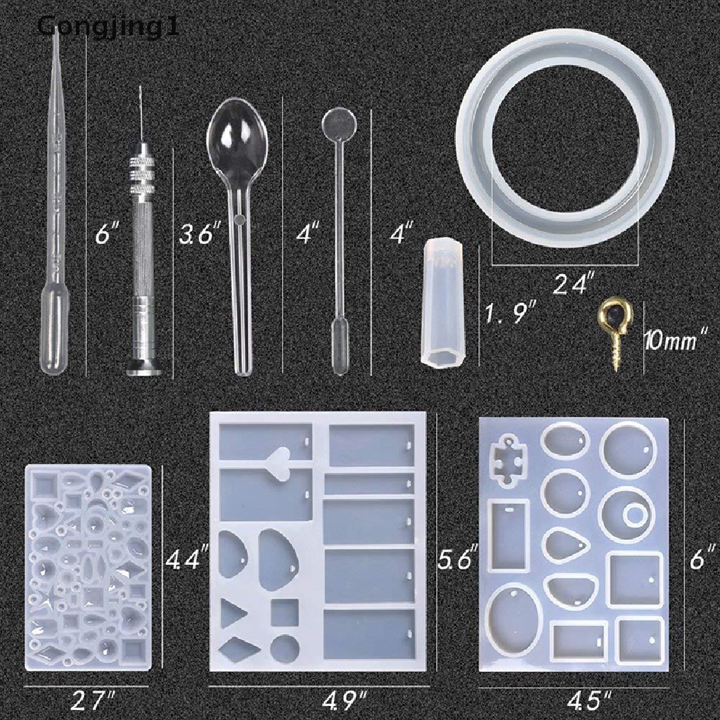 Gongjing1 127PCS / Set Cetakan Resin Bahan Silikon Untuk Membuat Perhiasan DIY