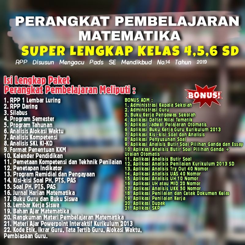 

PERANGKAT PEMBELAJARAN MATEMATIKA SUPER LENGKAPKELAS 4,5,6 SD