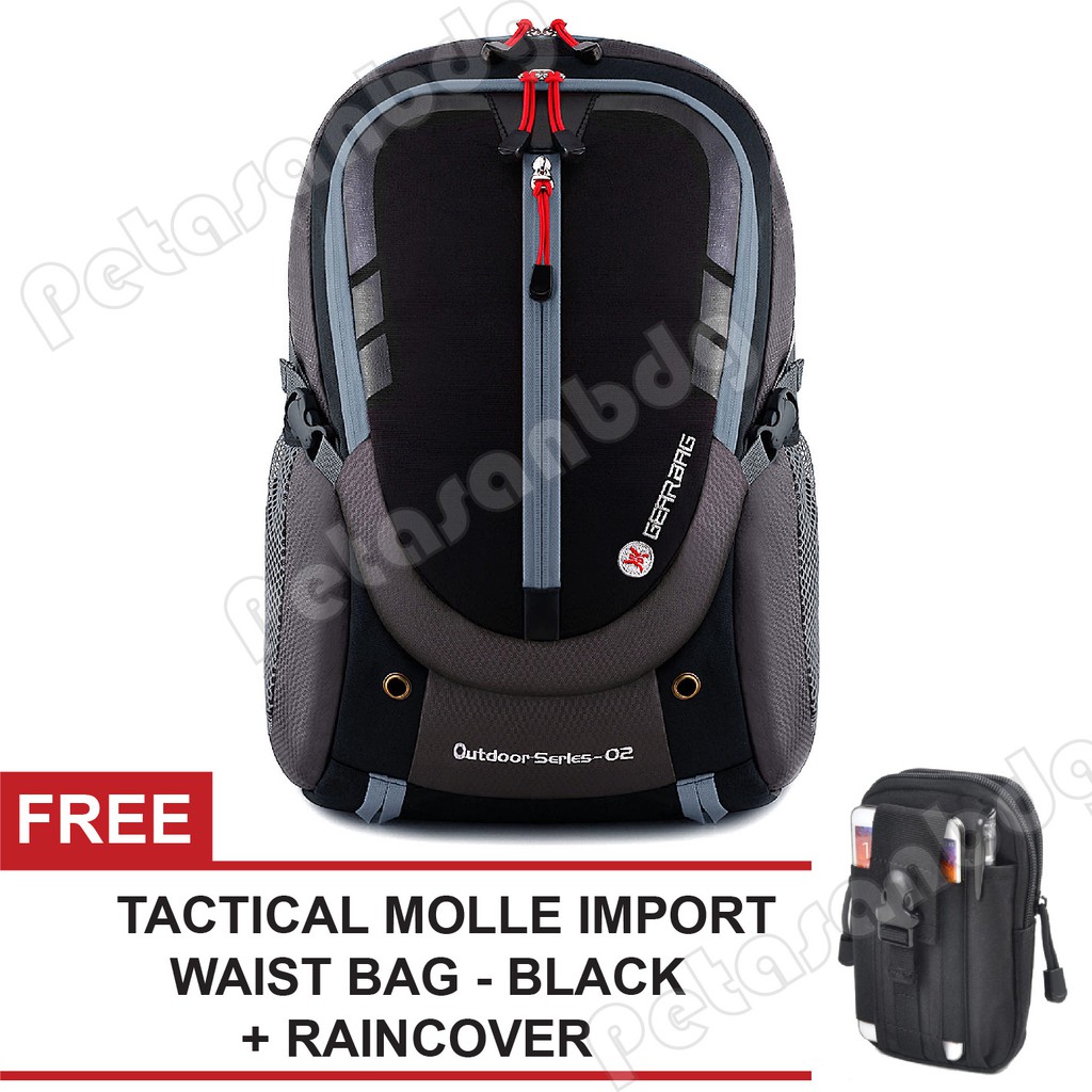 RTM - Gear Bag - Cybertron CX-878 Black Grey + FREE Tactical Molle IMPORET Waist Bag - Black