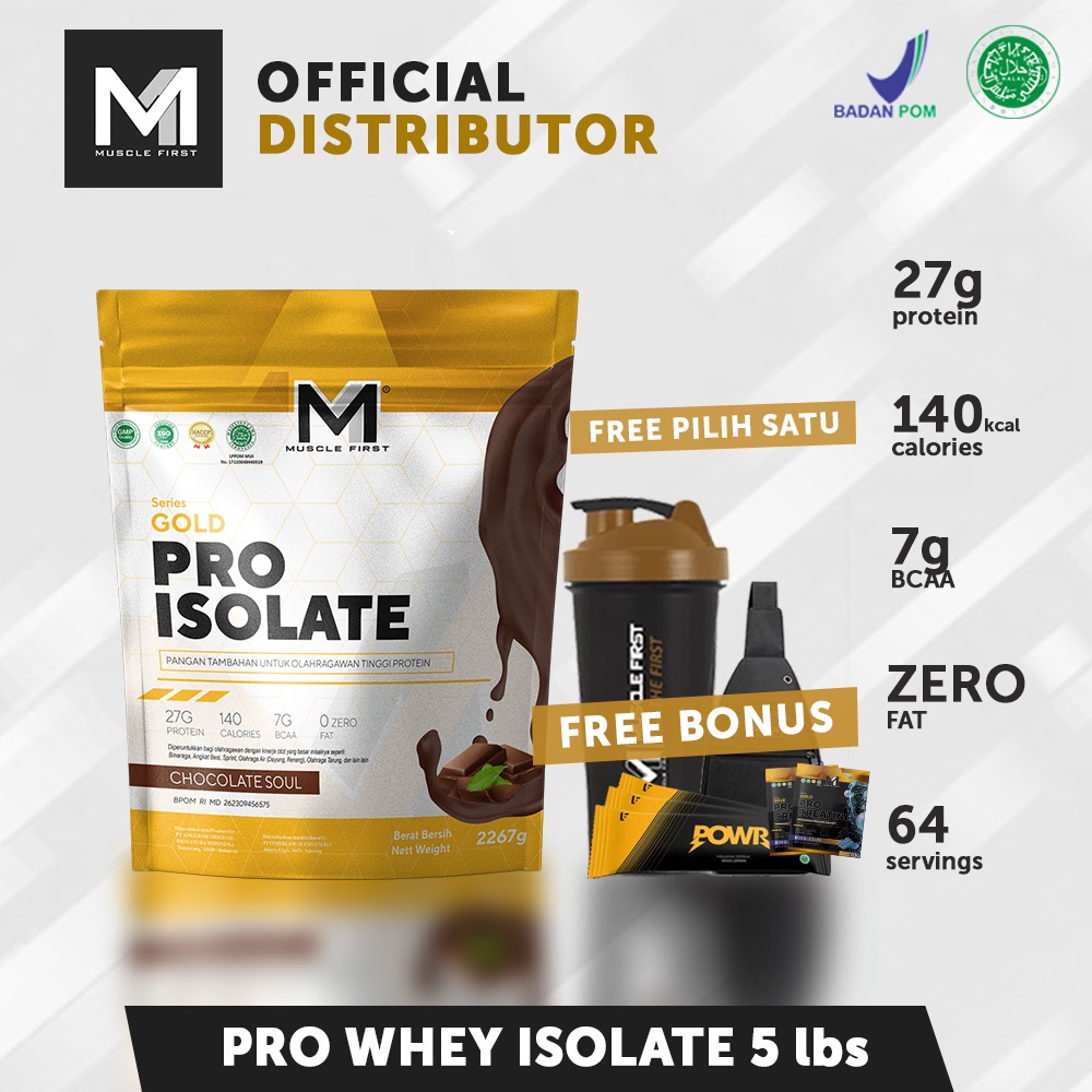 Muscle First (M1) Gold Series Pro Isolate 5 lbs Whey Protein 64 Servings 5lbs WPI 90