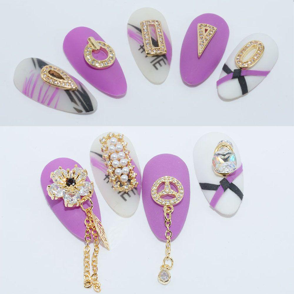 AUGUSTINA Agustina Mewah Zirkon Perhiasan Emas Shiny Pearl Charms Nails Aksesoris Manicure Tools Nail Zircon