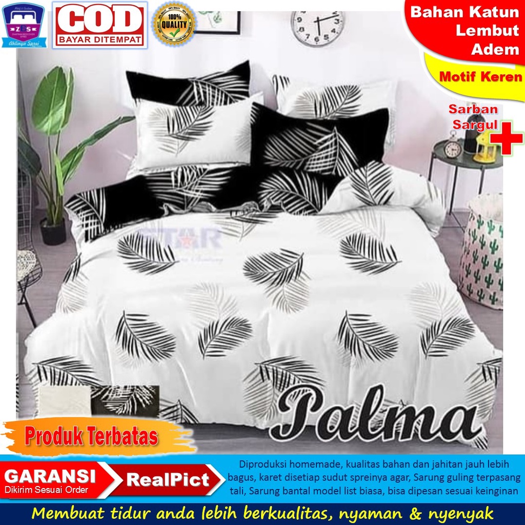 Cuci Gudang Sprei Homemade Perlengkapan Kamar Tidur Sarung Bantal Murah Karakter Motif Custom Daun Palma Bw Cod 0Nja6eukwbbRwK
