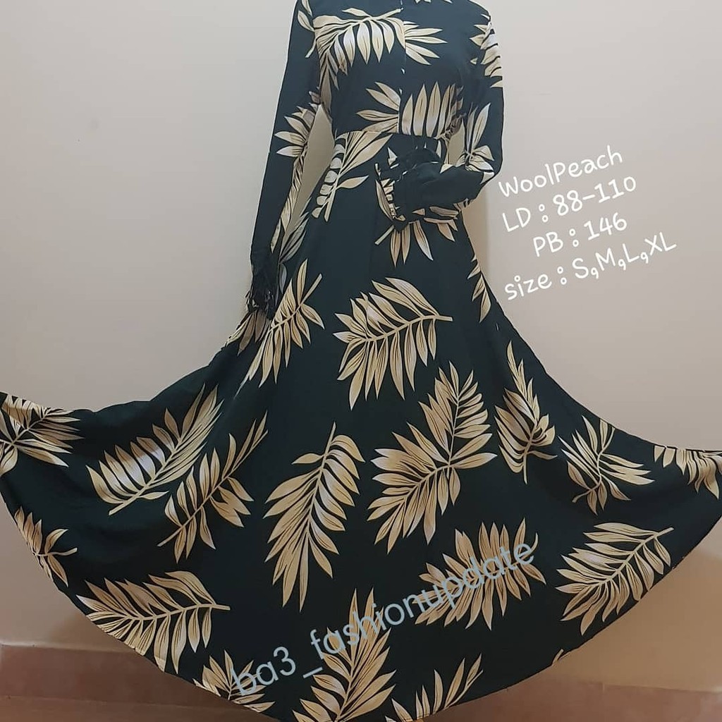Baju Gamis Monalisa bahan WolFis Dark Green