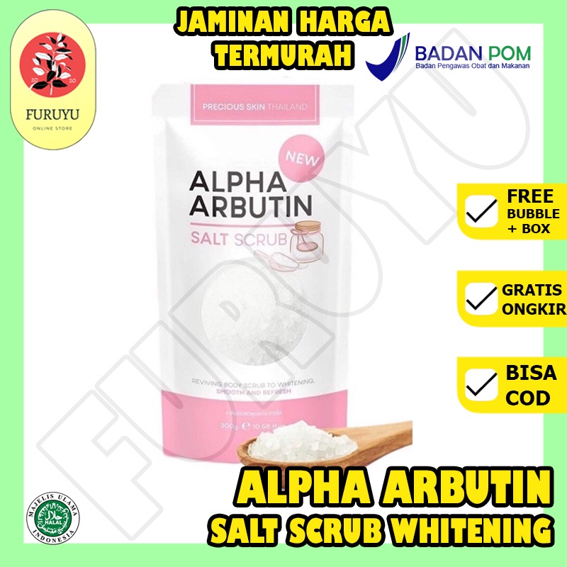 Alpha Arbutin Salt Scrub Whitening Body Shaower Lulur Pemutih Badan