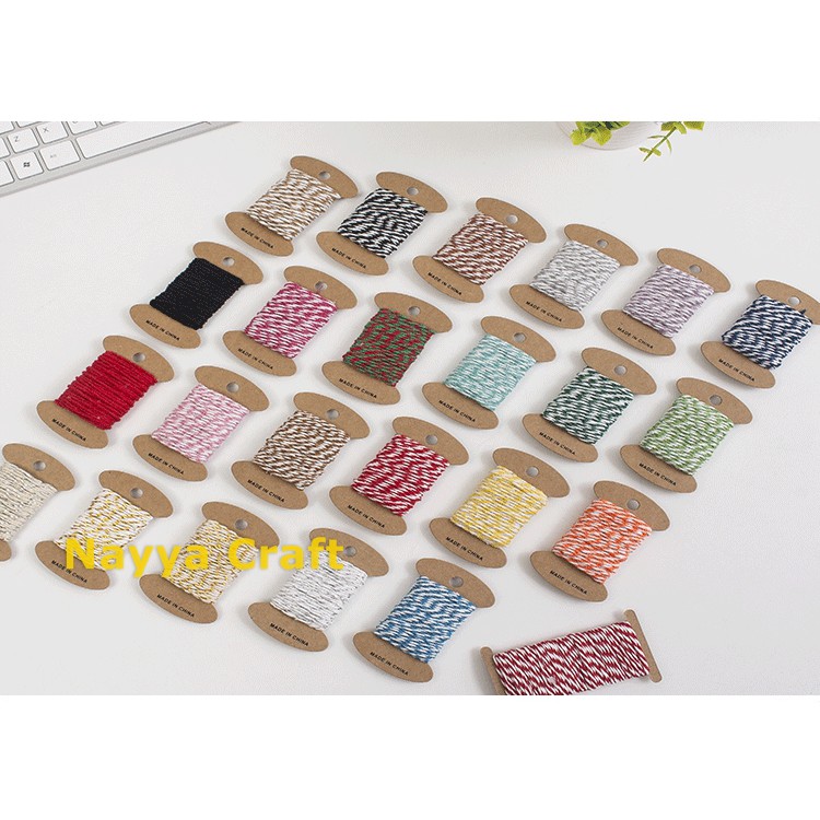 [10 Meter] Tali katun Aneka Warna Tali Hampers kado Bakers Twine Tali Hangtag Cotton Rope Hangtag