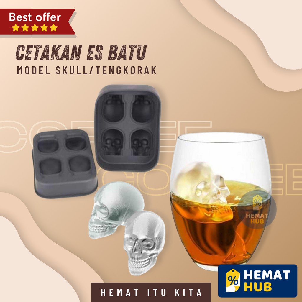 Cetakan Es Batu Model Skull Tengkorak BPA Free Silicone Silikon Anti Pecah Ice Maker Food Grade