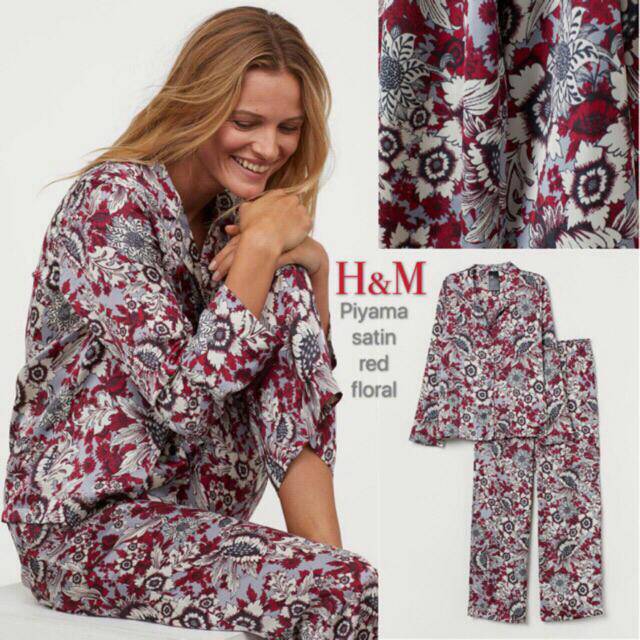 (H&M) Piyama Satin Floral Red