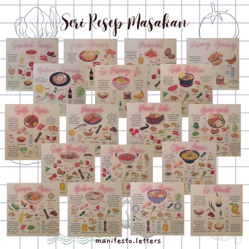 

Postcard Square Kraft Recipe Makanan Indonesia | Kartu Pos Resep