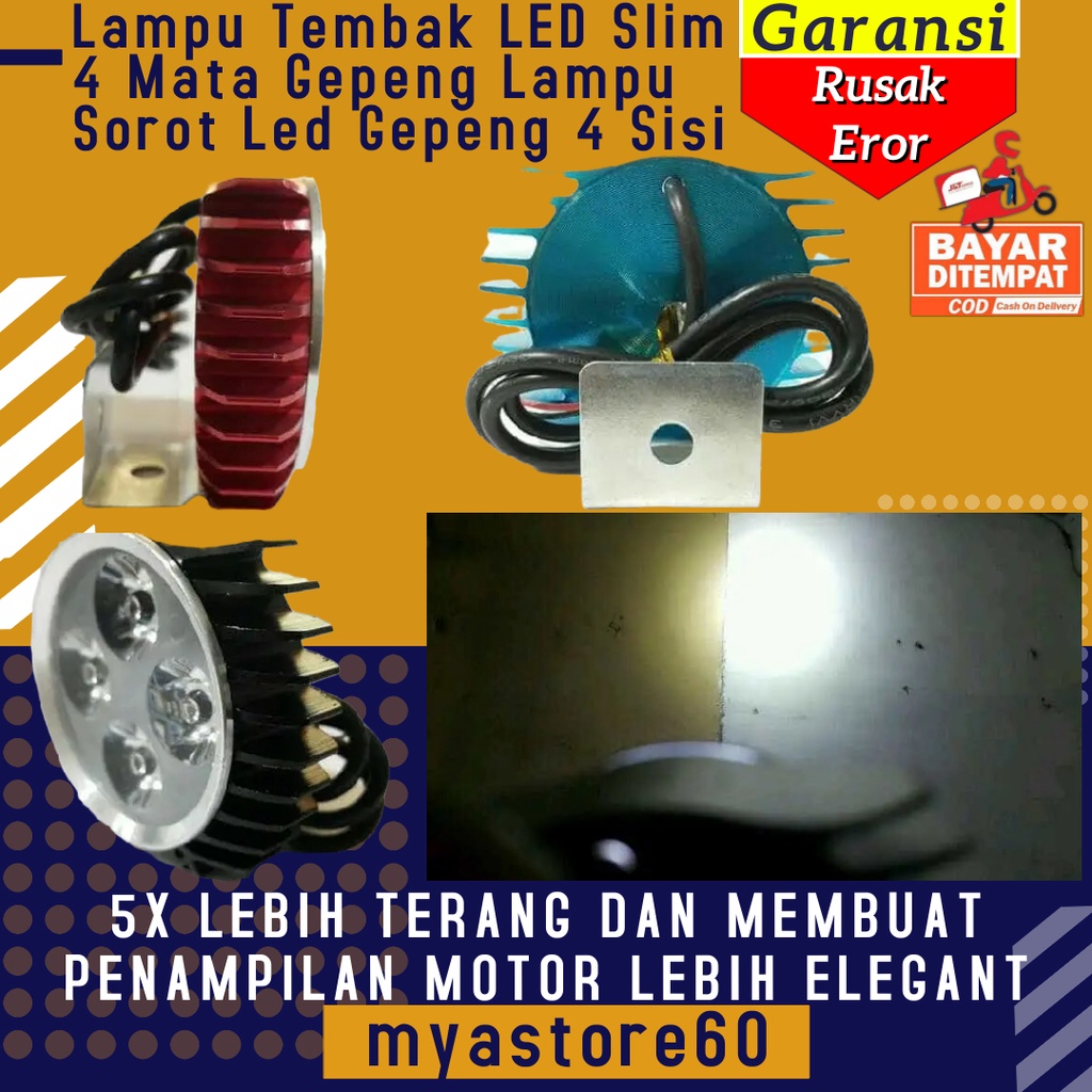 Lampu Tembak LED Slim 4 Mata Gepeng Lampu Sorot Led Gepeng 4 Sisi