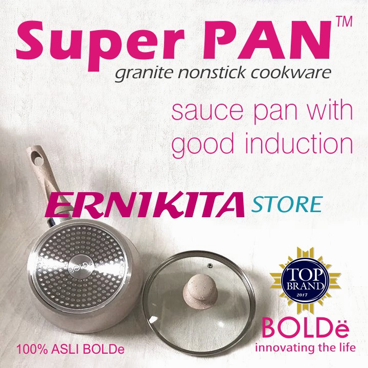 BOLDe SAUCE PAN 18 CM + GLASS LID - Super Pan Panci Granite Coating