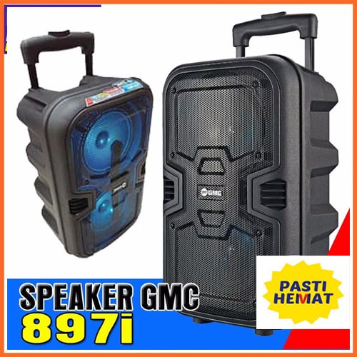 Speaker GMC 897 i double speker LED display free mic wireles 1 pcs suara menglegar MANTAP