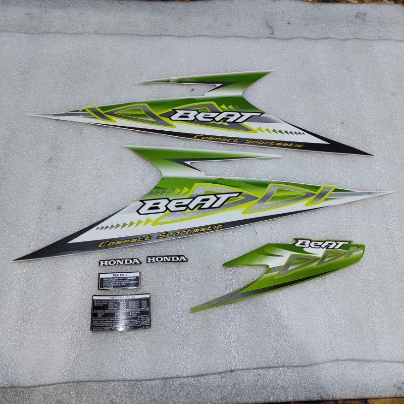 Stiker stripping striping decal graphic Honda Beat karbu karburator Putih hijau 2011 2012 ori origin