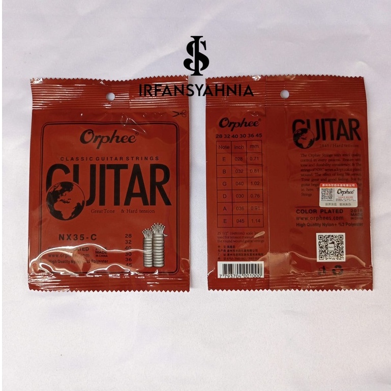 senar Orphee NX35C senar gitar klasik nylon 028-045 senar warna warni