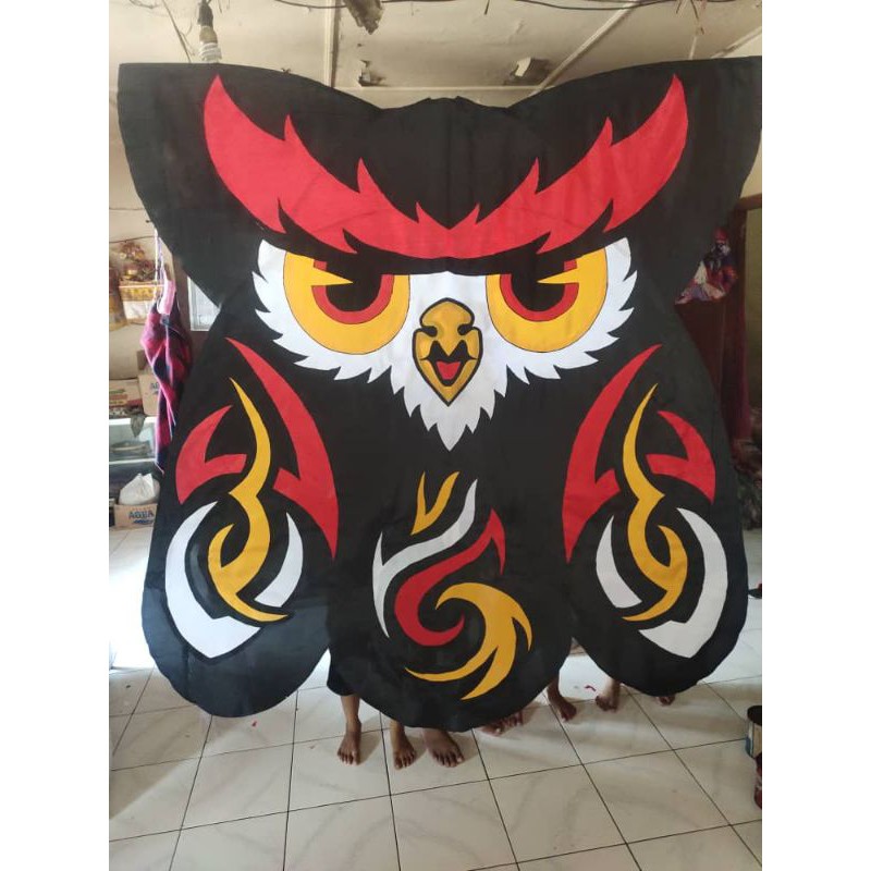 layangan celepuk besar motif tribal cutting knock downt/lipat
