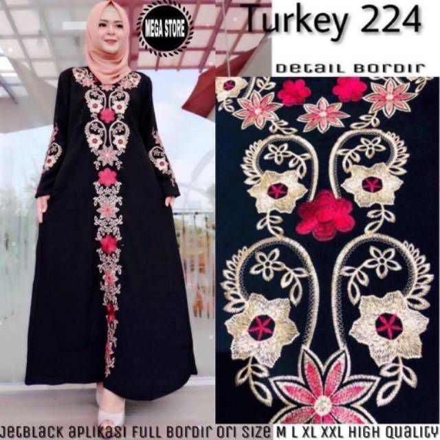 Gamis Arab, Abaya Turkey 224, Busana Muslim, Fashion Wanita