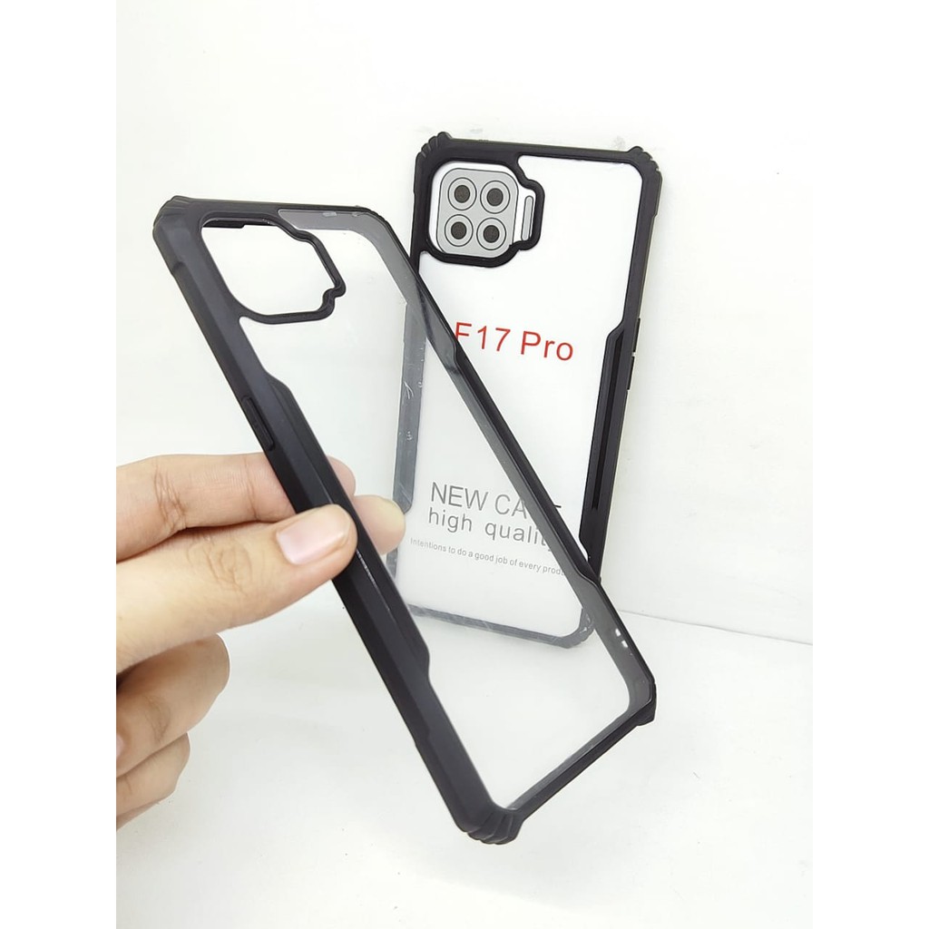 Anti Shocking Oppo RENO4 F 6.43 Inch Hardcase Mika List Hitam F17 PRO Acrylic Case