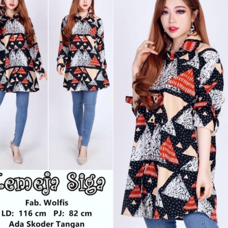 ● BAJU KEMEJA SIGA LENGAN PANJANG ATASAN BIG SIZE JUMBO WANITA BAJU HAMIL MENYUSUI KERJA Kantor XL X