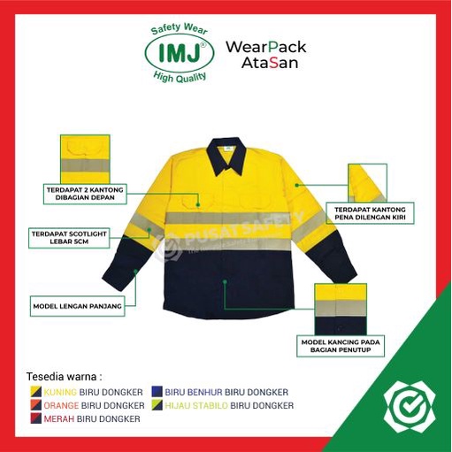 Baju Safety Wearpack Atasan Lengan Panjang Kombinasi IMJ