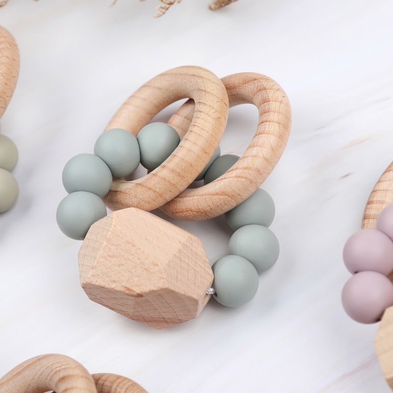 Mary Mainan Rattle Teether Bahan Kayu Beech Untuk Bayi