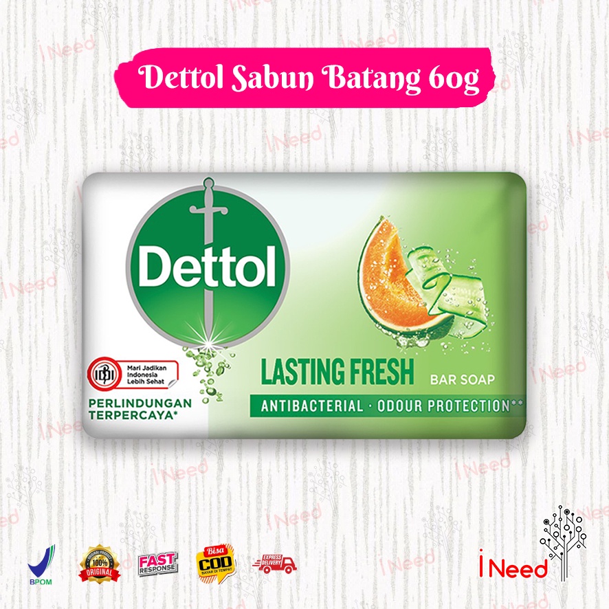 (INEED) (60gr) Dettol sabun batang / bar soap 60gr