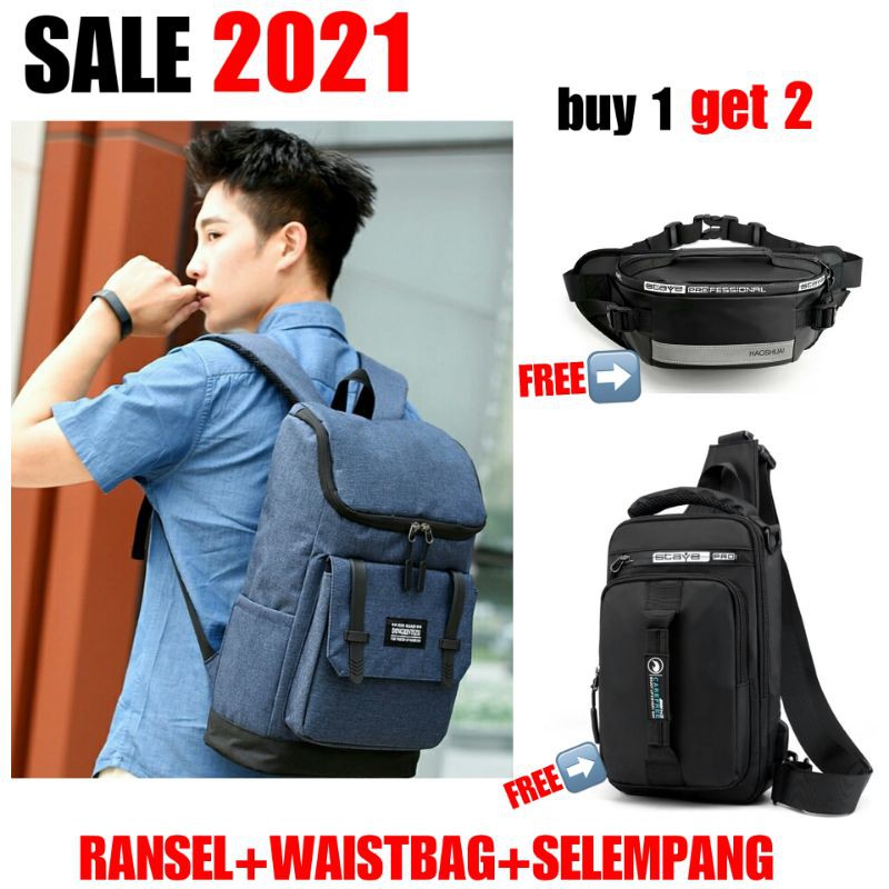 BUY 1 GET 2 - Tas Pria ZB RDN 069 Distro Raindoz Bandung Ransel Punggung Backpack Cowok Keren Sek BR