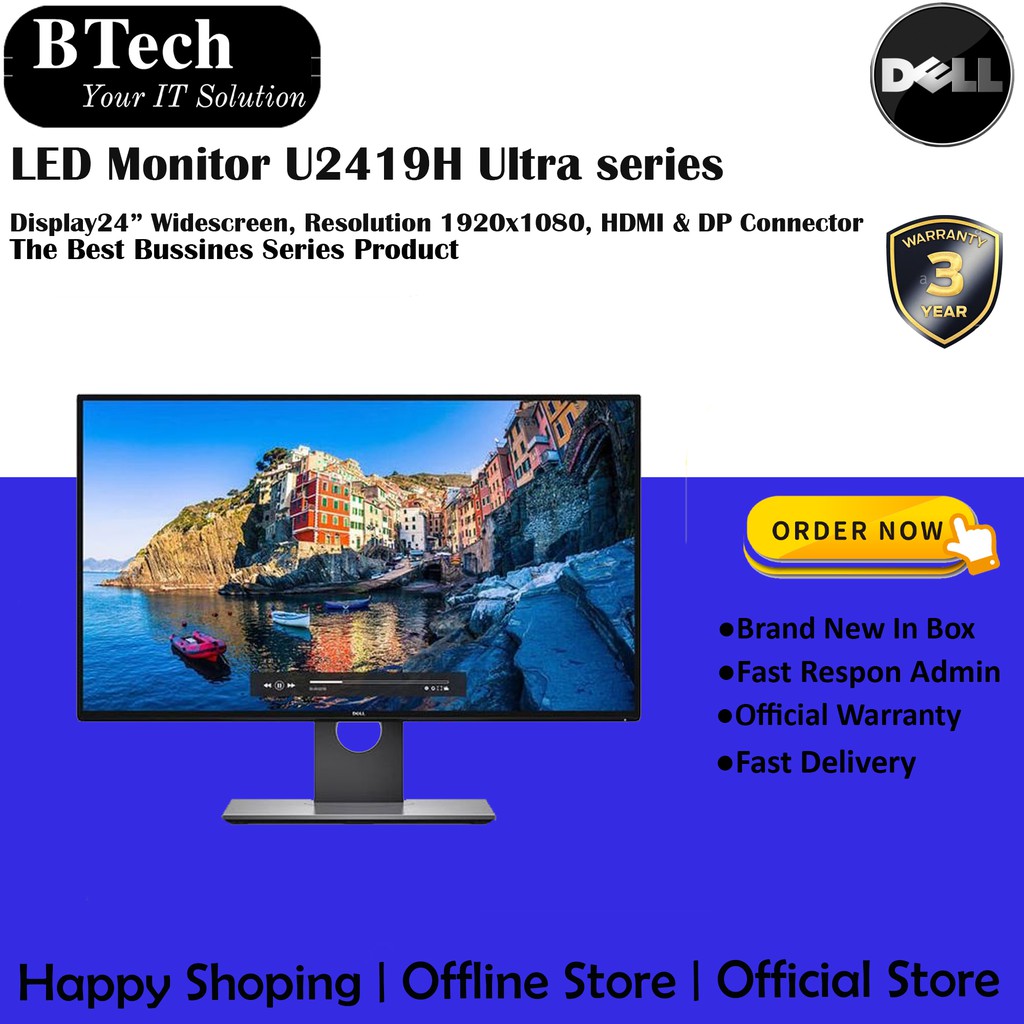 Monitor DELL U2419H UltraSharp 24 inch 3 Year