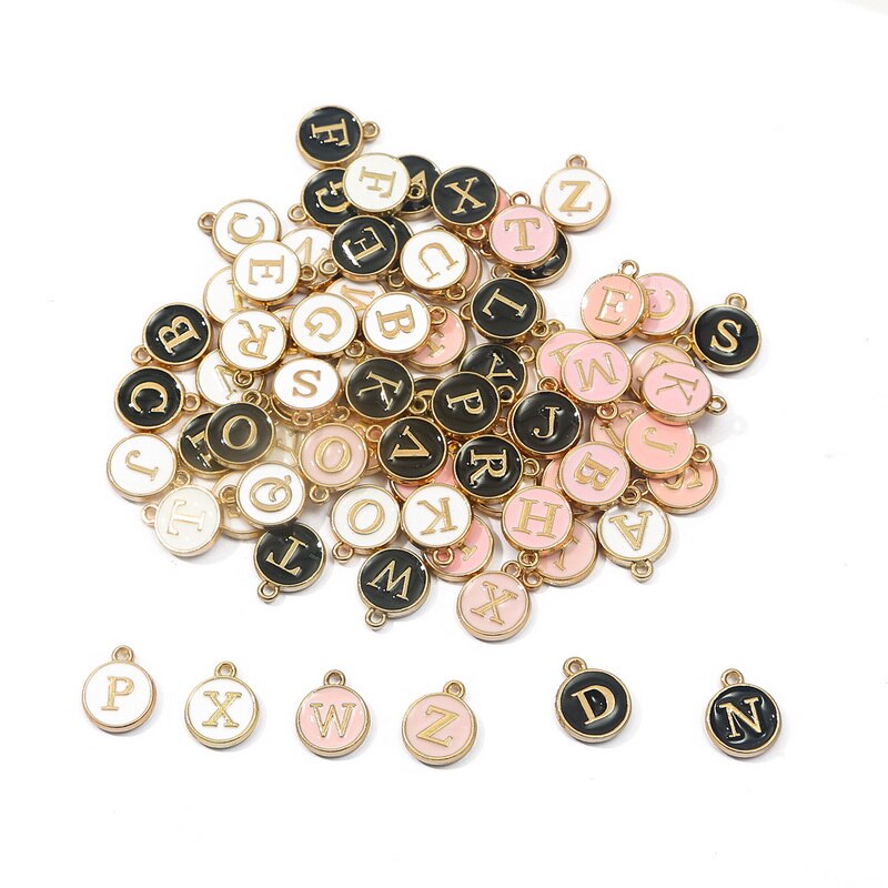 Beadia 10Pcs Q-Z Letter Charms Enamel Charms Alphabet Huruf Inisial Handmade Liontin Untuk Membuat Perhiasan