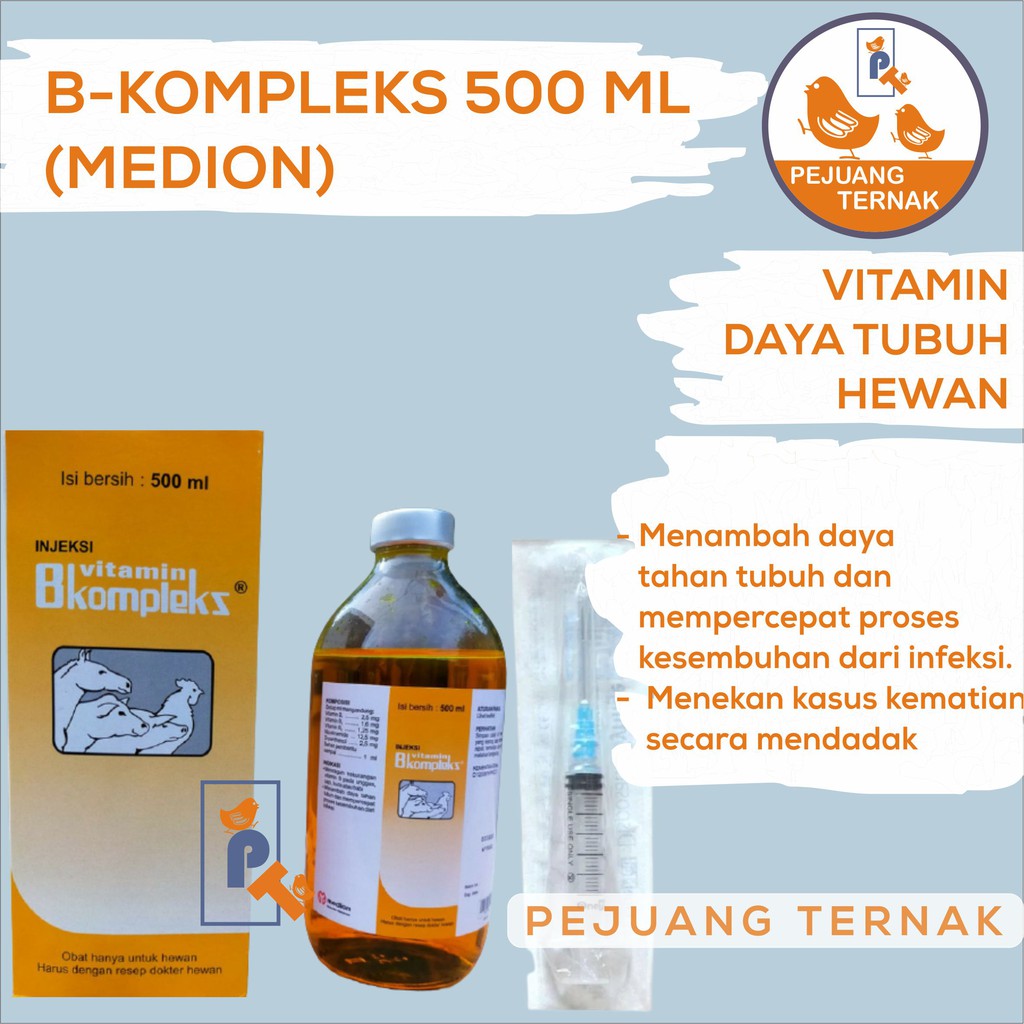 VITAMIN B KOMPLEKS 500 Ml MEDION - VITAMIN DAYA TUBUH HEWAN