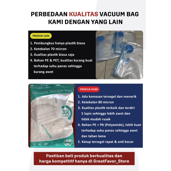 Plastik vacum baju vakum baju (Kualitas Premium)