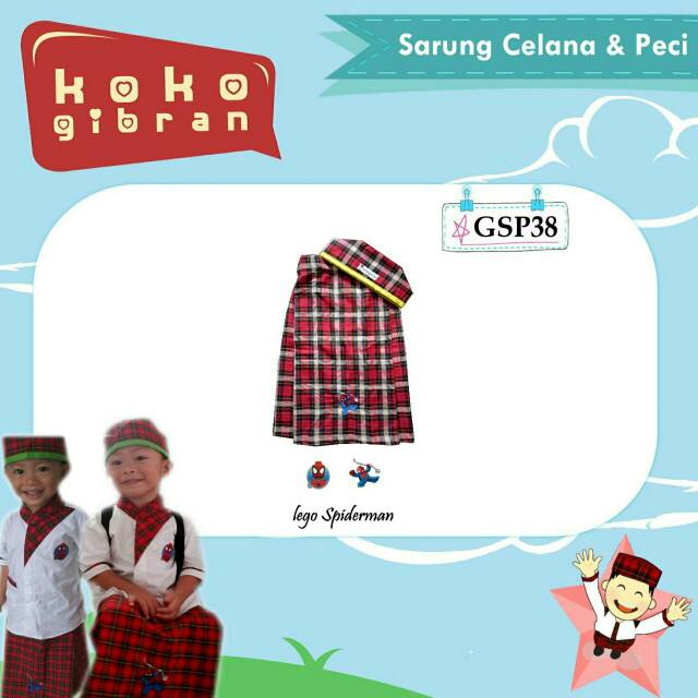Sarung instant karakter + peci KOKO GIBRAN