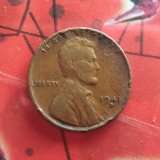Us18 .Koin Kuno Koleksi 1 Cent Lincoln Gandum Amerika Tahun 1941D