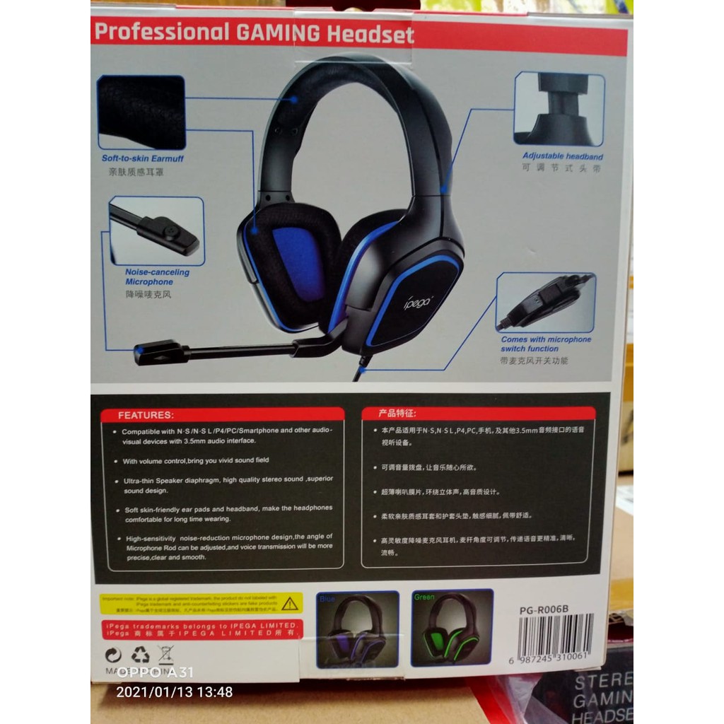 ipega Pg-R006 Headset Gaming  Untuk Pc laptop / Ps4 /smartphone /x-box original