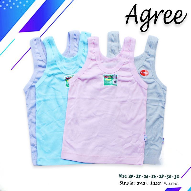 6 pcs singlet anak agree / Singlet Anak Perempuan dan laki - laki