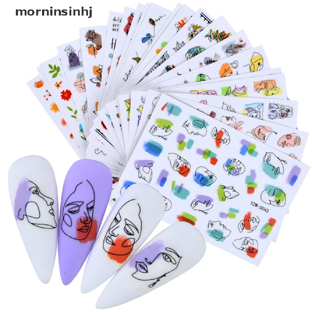 Mornin 2021 Stiker Kuku Motif Wajah Simple Untuk Manicure