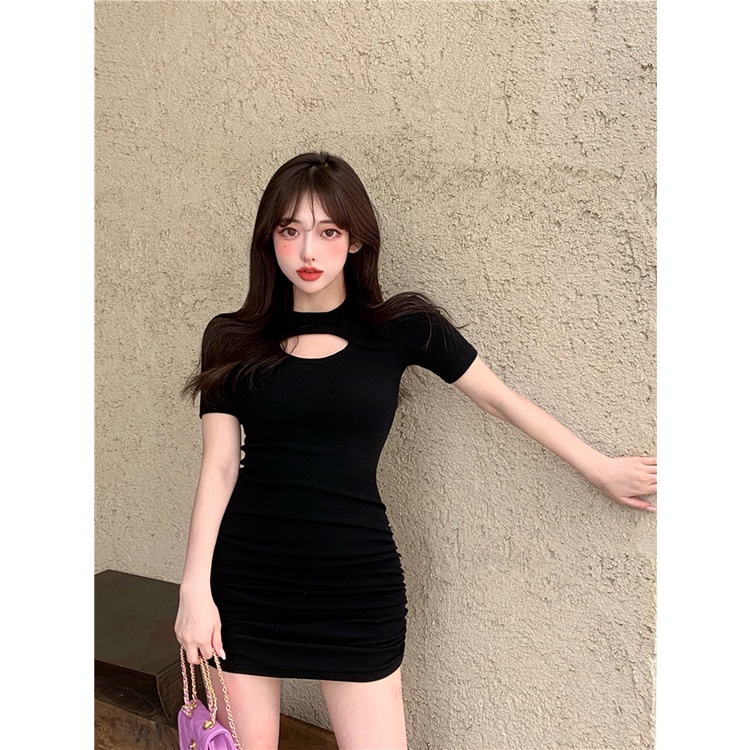 Suhao dress sexy hati-hati mesin rok ketat paket lipit rok bawah pinggul