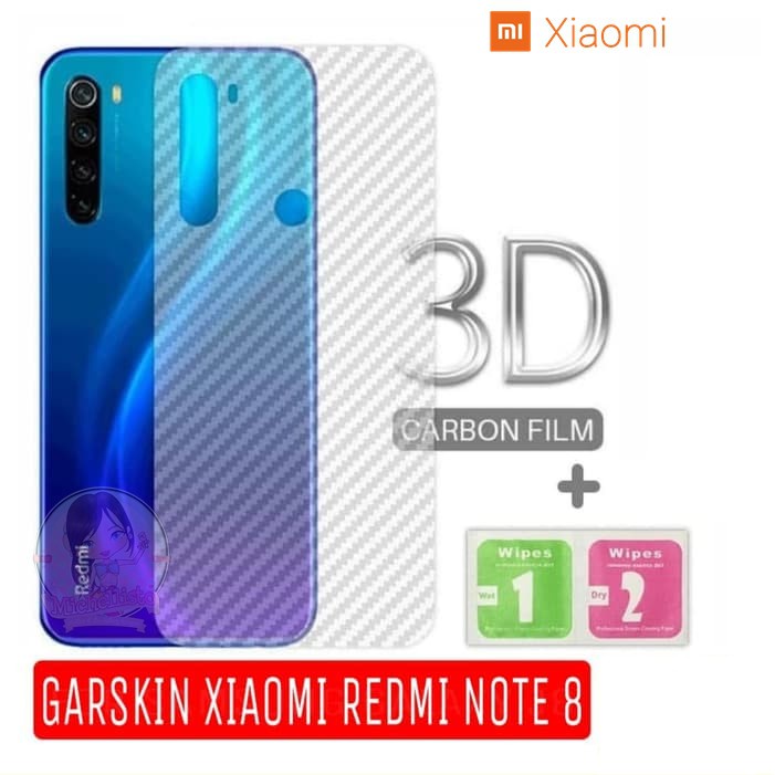 Xiaomi Redmi Note 8 - Redmi note 8 pro GArskin carbon anti gores belakang skin back 3d anti jamur