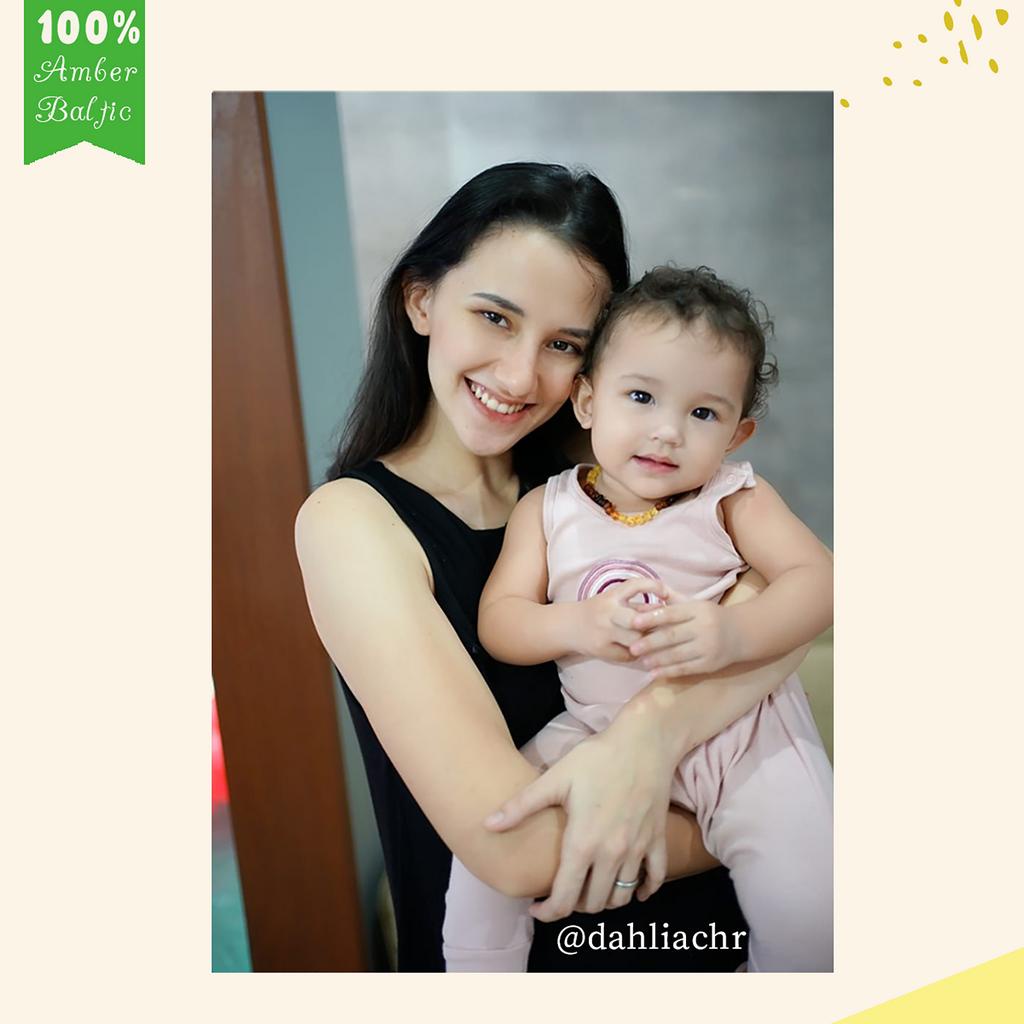 PROMO FREE GELANG - Kalung Amber Baltic Lemon Glossy X Pink Rose Adjustable by Amber Semut