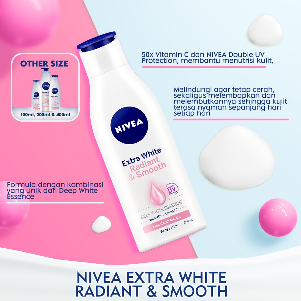 NIVEA Body Lotion Extra White 100 | 200 | 400 | Repair Protect Instant Glow Night Nourish Sun (Victoria)