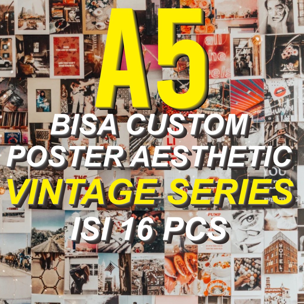 (16PCS) Poster aesthetic stiker dinding aesthetic poster a5 aesthetic poster retro vintage 80s - A5