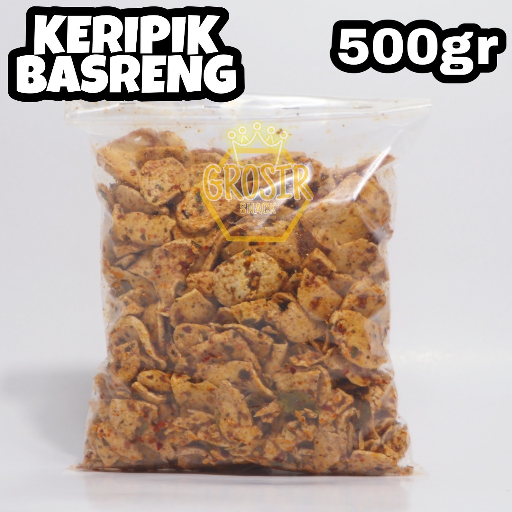 Keripik Basreng Baso Goreng 500gr+ Extra Daun Jeruk banyak Pilihan Rasa