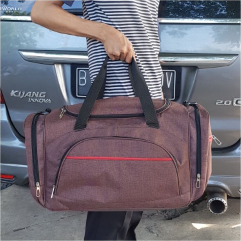 Tas pakaian travel elle paris Tas Olahraga Koper Nilon Tahan Air Tas Luar Ruangan Tas Bepergian Besar untuk Wanita Pria Tas Tangan Olahraga Tas Punggung Ransel Bepergian