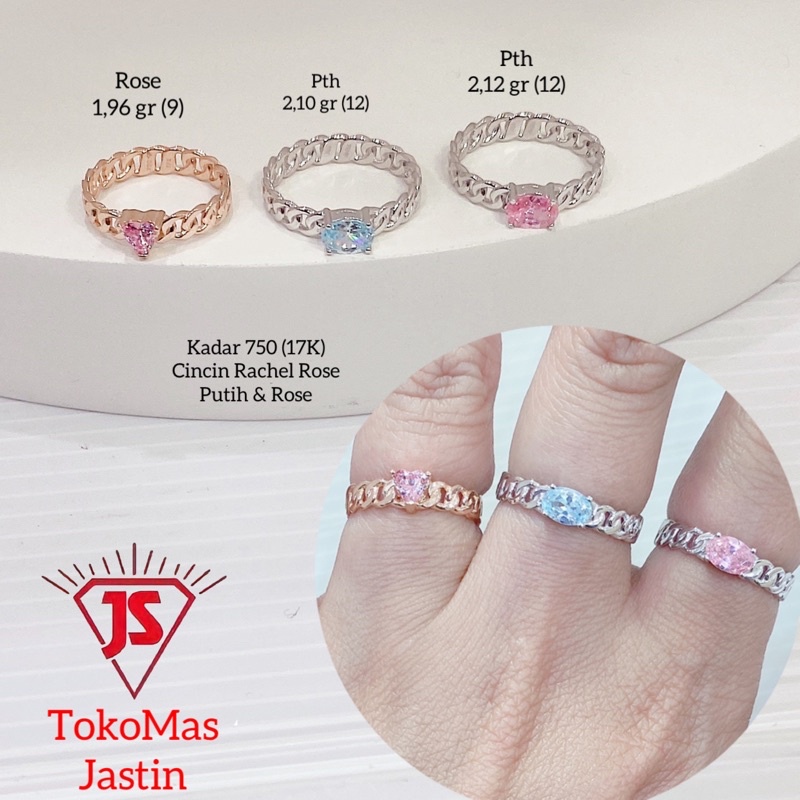 CINCIN NEW RACHEL ROSE PUTIH & ROSEGOLD  KADAR 750/17K