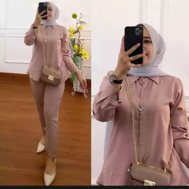 setcel moscrep kancing depan // setcel moscrep termurah-Mocca