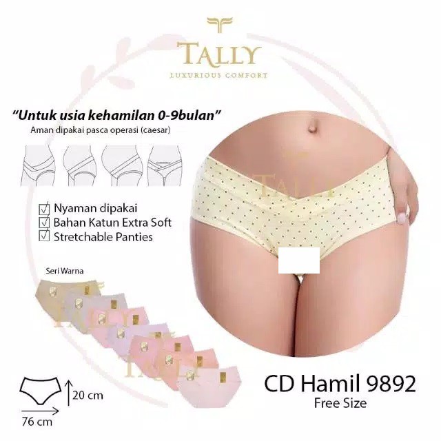 Celana Dalam Hamil Tally / CD Ibu Hamil Sepinggul ASLI Tally 9866 &amp; 9892 All Size