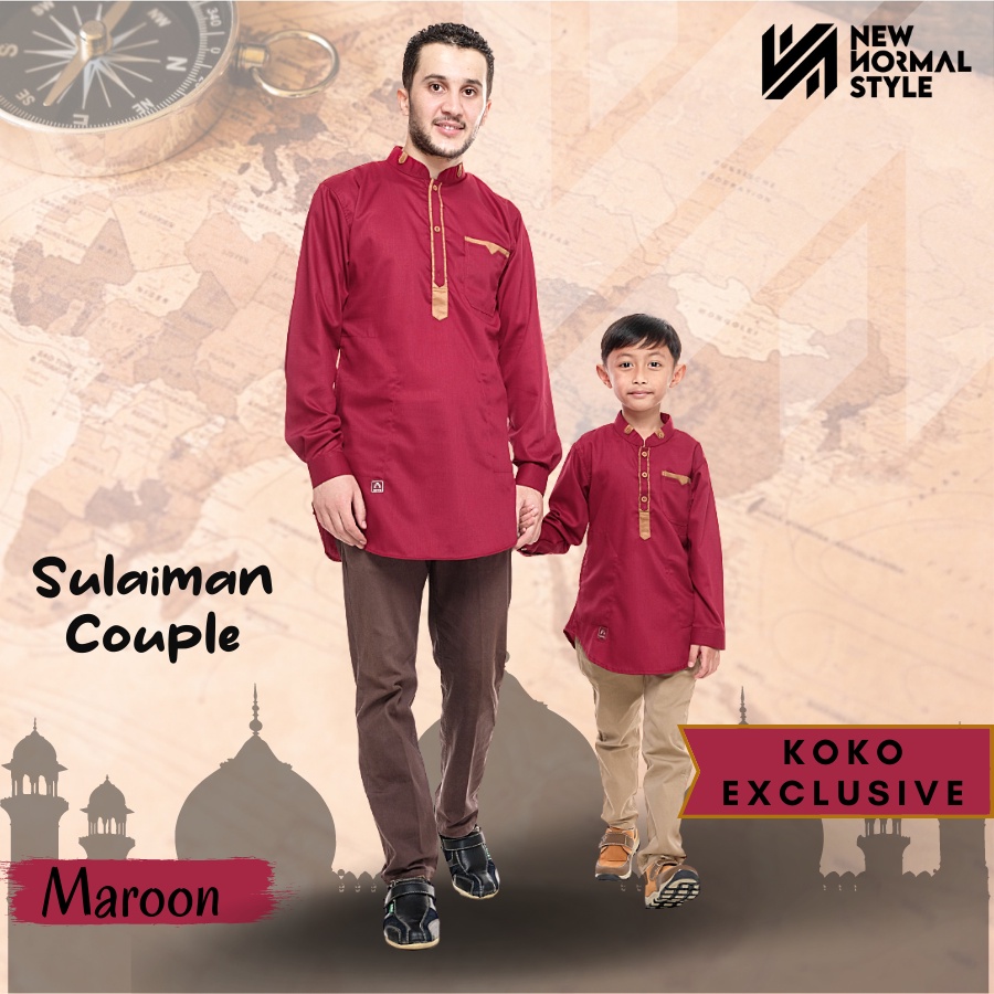 Sulaiman Couple Series Baju Kemeja koko Kokoh Kemko Pria Dewasa Couple Ayah dan Anak Laki Laki Cowok 8 10 12 13 Tahun Lengan Panjang Terbaru 2022