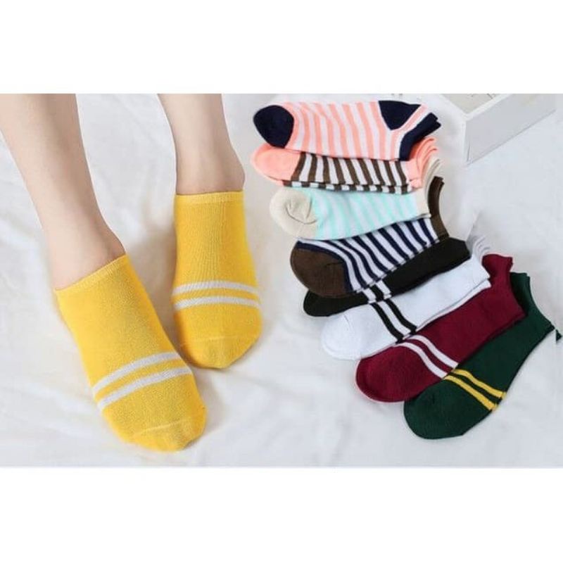 KAOS KAKI Angkle Semata Kaki Motif Garis Dua Kaos Kaki Cute Kaos Kaki Fashion Korea TERLARIS!!