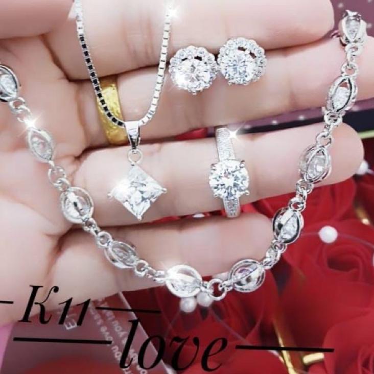 ✅ KJM Set Perhiasan Emas Putih Lapis Emas Terupdate