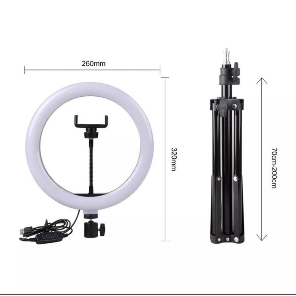 PAKET RING LIGHT SELFIE 26CM/10.2&quot; MIRROR WITH TRIPOD 2.1M